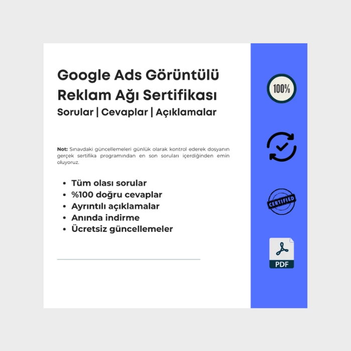 Cevapları içeren dosya Google Ads Görüntülü Reklam Ağı Sertifikası